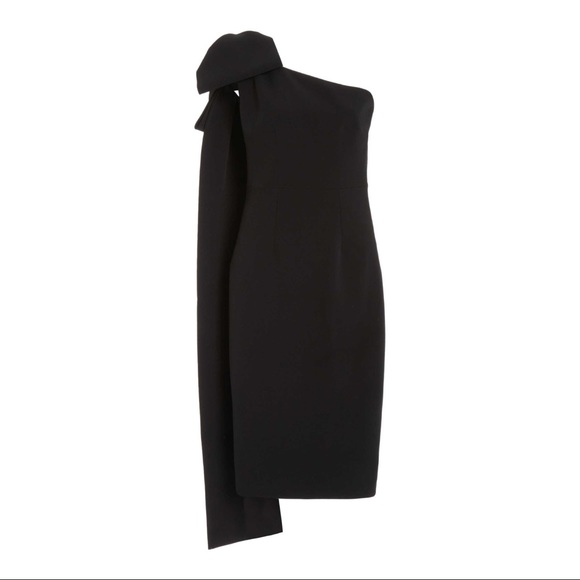 Safiyaa MO Exclusive Asymmetric Bow Crepe Knee-Length Dress | Size FR 36 - Picture 1 of 10